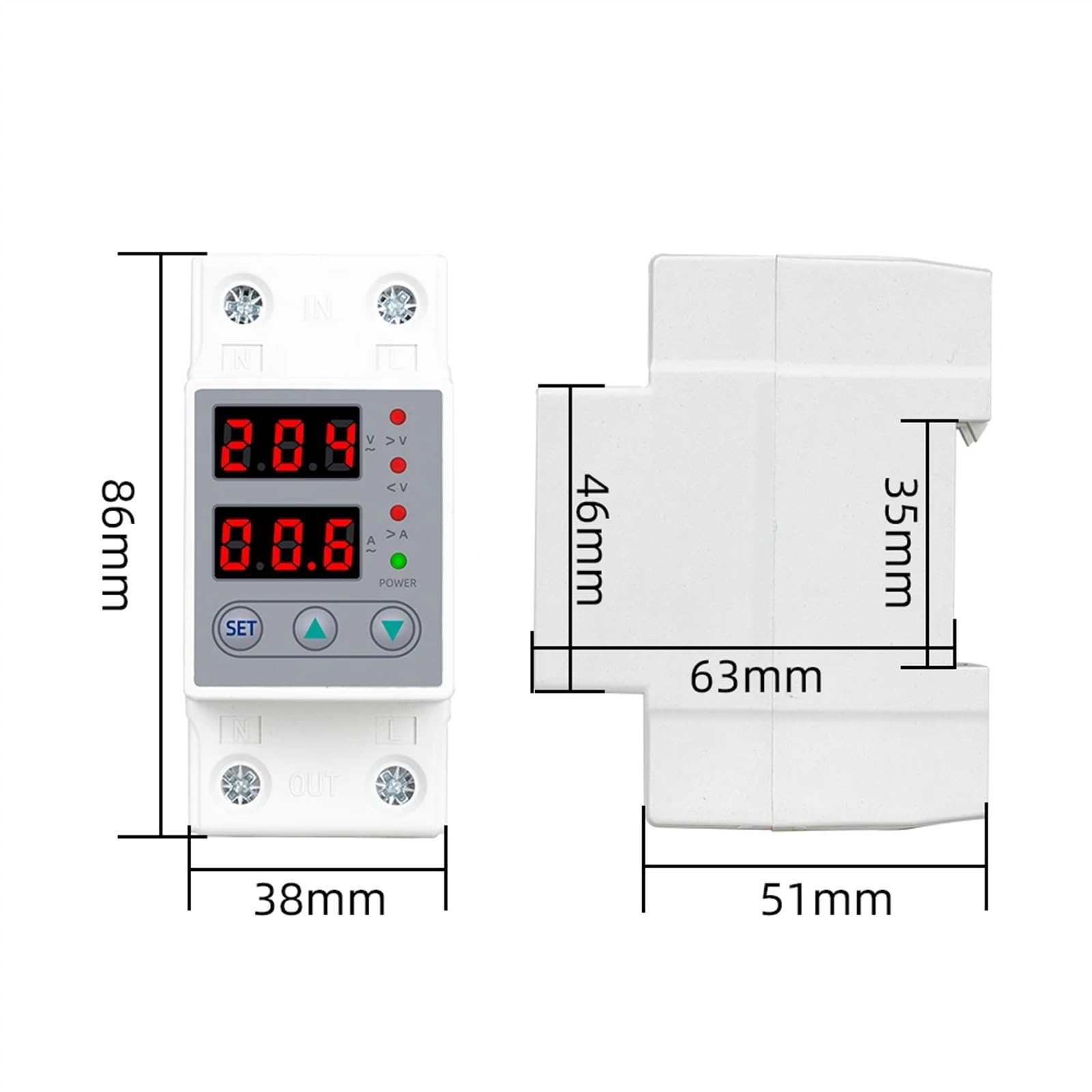 220 V 40/63 A Din Rail Amp Volt Protector regulowany nad napięciem ochrona urządzenia ochrona prądu (40 A)
