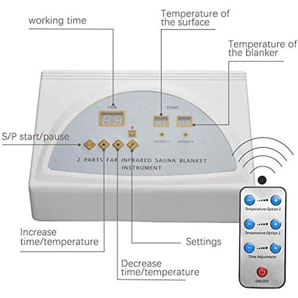 Manta Plateada para Sauna de Infrarrojos lejanos, Moldeador de Cuerpo, pérdida de Peso, Sauna, Manta Adelgazante, máquina de Terapia de desintoxicación para SPA Personal, 2 Zonas (A)