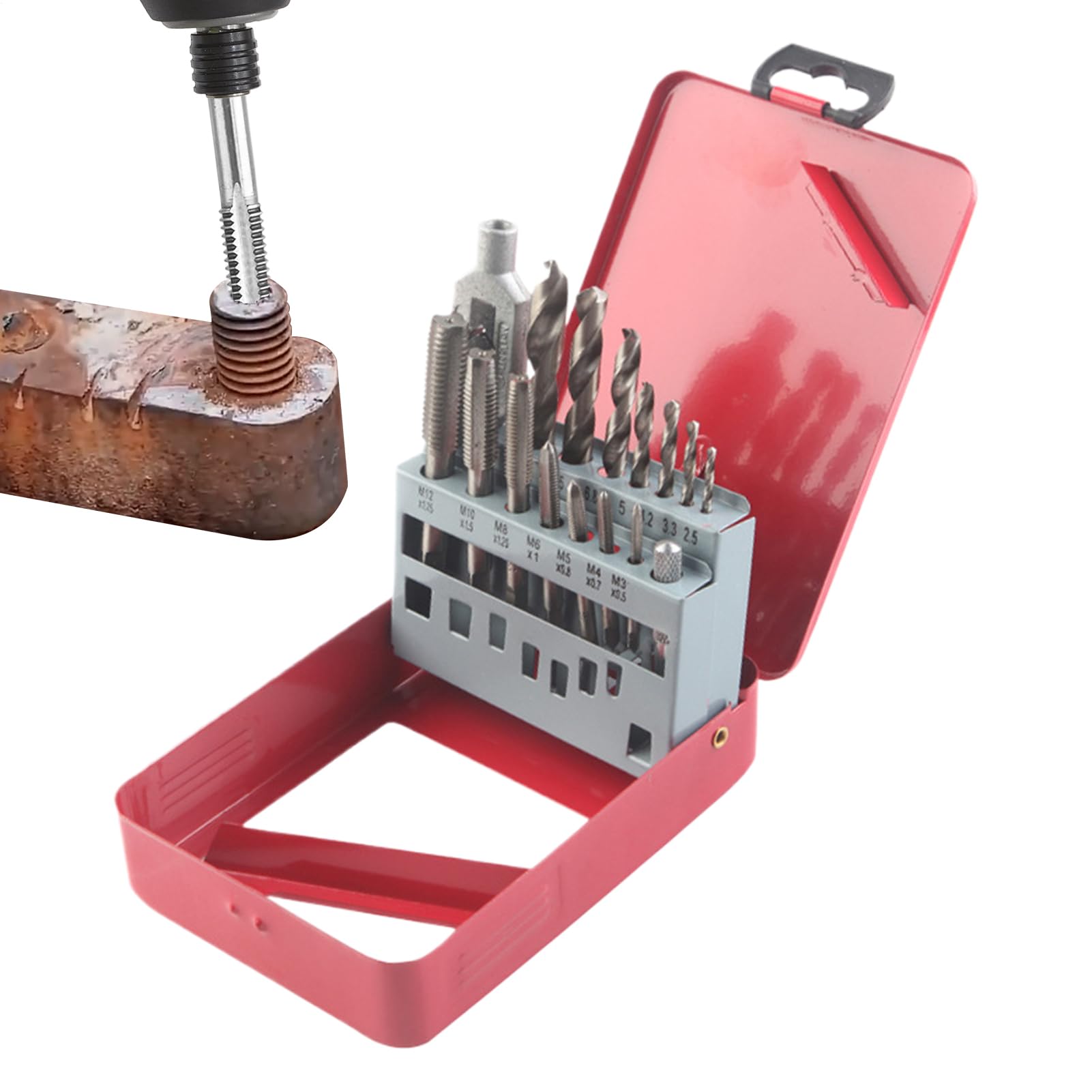 Kit Maschiatori e Filatori | Set Maschi Regolabile 16 Pezzi,Utensili da Taglio per Meccanica Falegnameria Lavorazione Metalli Tubi Idrauliche Elettriche Filettatura