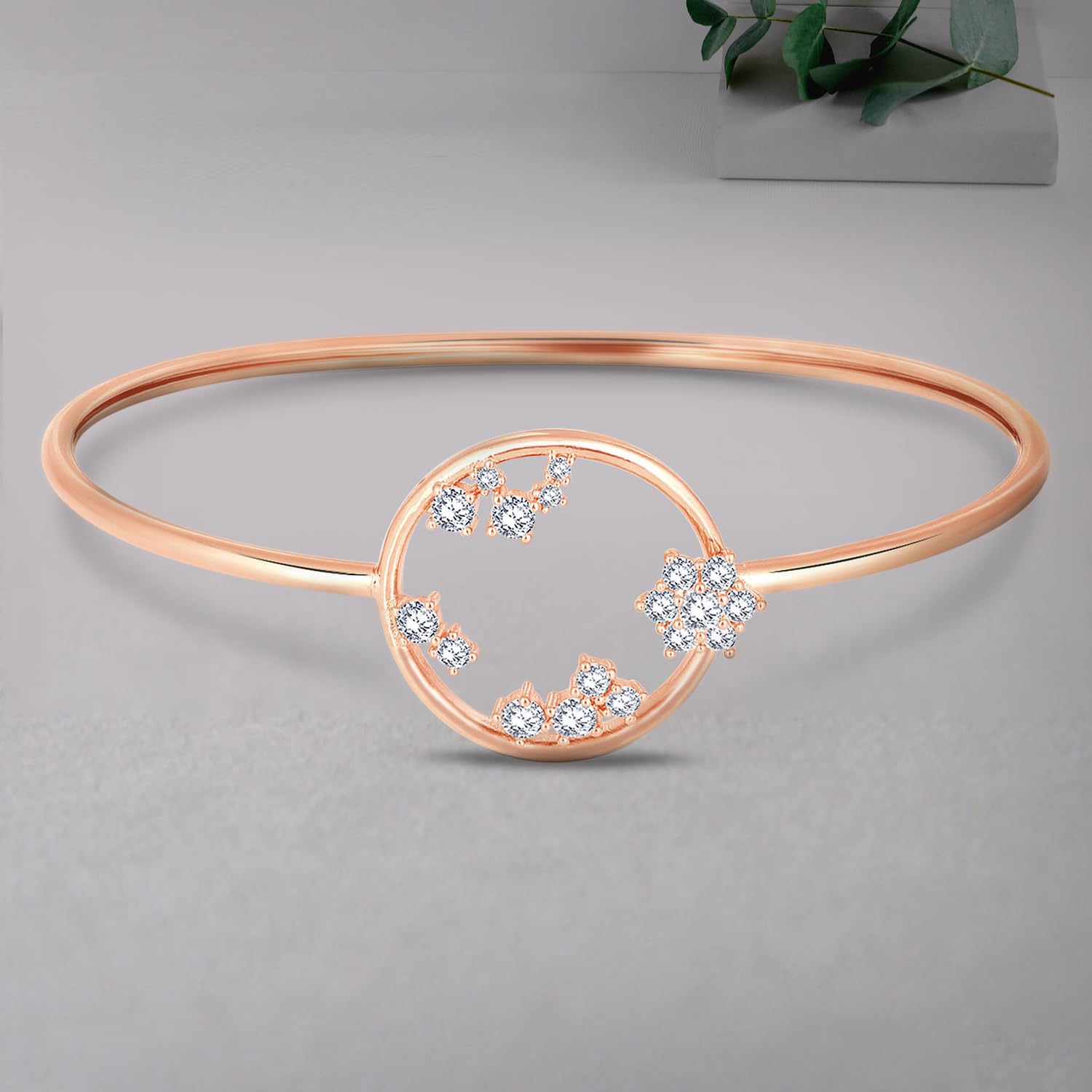 Women's Plated Cubic Zirconia Studded Kada Bracelet, Stylish