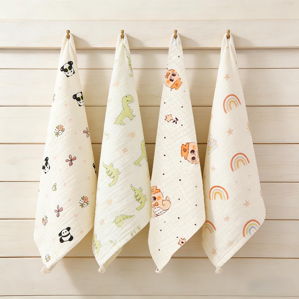 Muselinas Bebe Algodon 60x60cm, 6 Pcs Lactancia Manta Recien Nacidos, Transpirable Cómoda Suave para recién Nacidos bebés, Estampado