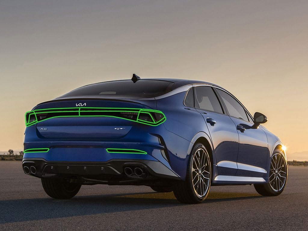 Rvinyl Tail Light Pre Cut Film Tint Cover Kit in Blackout Smoke Compatible with Kia K5 2021-2024 - Adhesive Backs