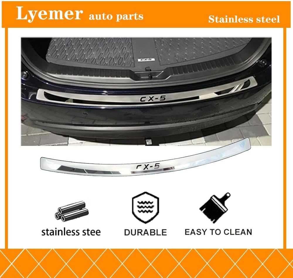 Rear Bumper Protector Guard for Mazda CX-5 CX5 2013-2026, Chrome Stainless Steels Chrome Accesories Cover Trunk Door Sill Panel Plates