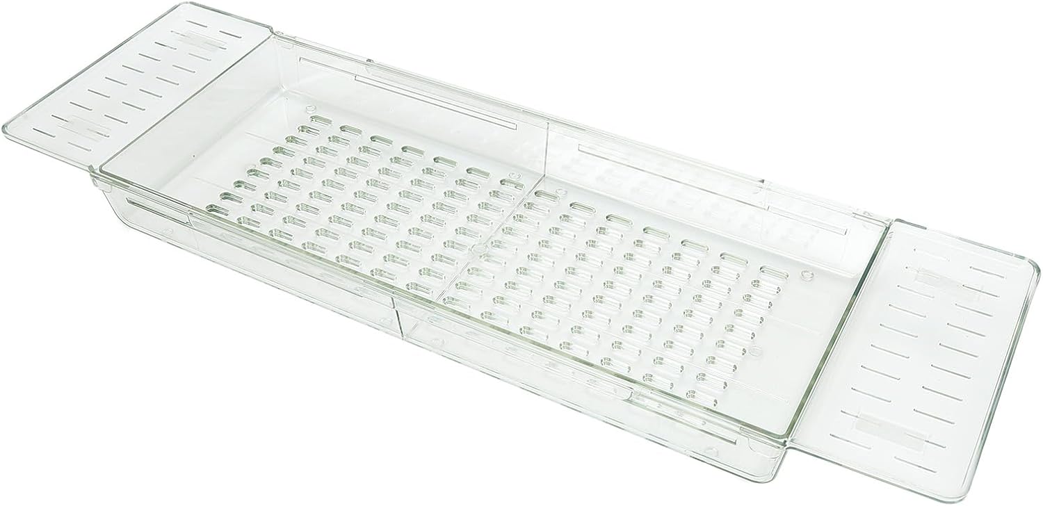 Yosoo Adjustable Clear Bathtub Tray, Water Bath Tub Table with Extendable Design, Bathroom Caddy for Bathroom Organization (Transparent Green)