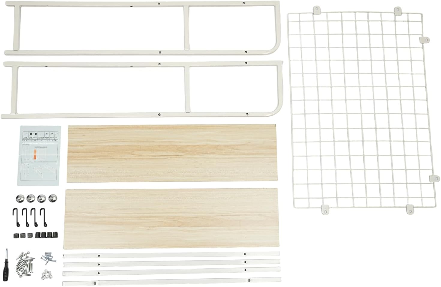 Desktop Hutch Bookshelf Metal White 2-Tier Desk Shelf with Grid Panel Modern Computer Desktop Storage Organizer for Office, Home, Dorm, 29.53L*7.87W*38.58H inch