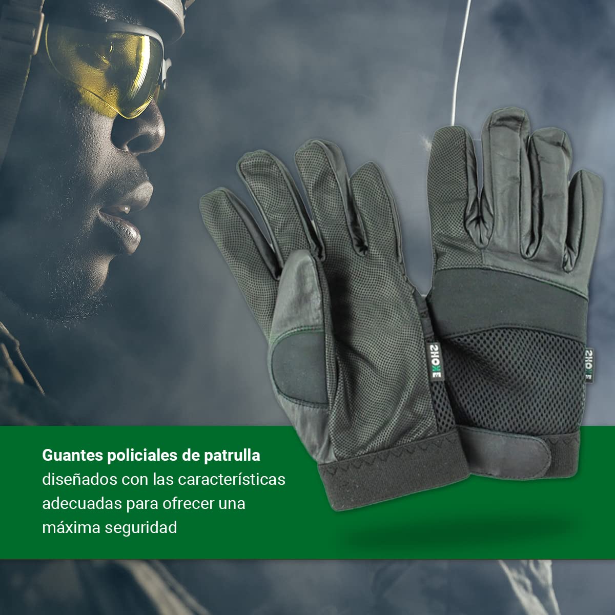 SHOKE - Guantes anticortes policiales nivel 5 - Guantes de trabajo policial de patrulla negros - Refuerzo de neopreno en nudillos - Resistencia al corte por cuchilla y abrasión L