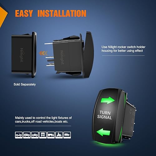 Vista 87 de Interruptor de direccional Nilight azul de 4 pines ON OFF ON, interruptor basculante SPDT grabado con láser, interruptores de palanca 12 V 20 A 24 V