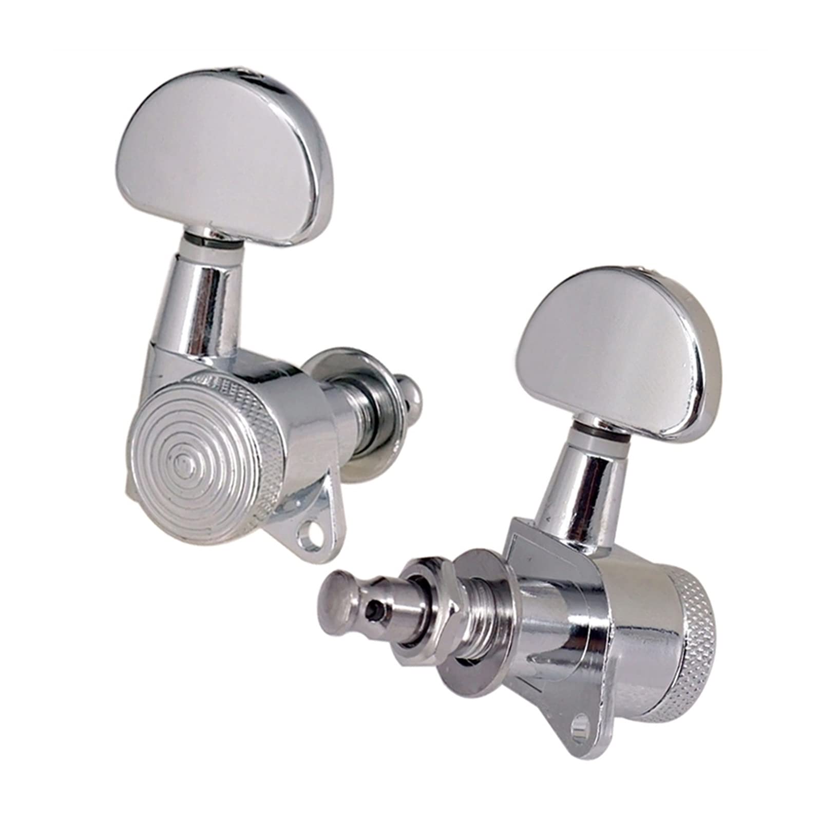 Clavijas Afinación Sintonizadores De Cuerda Bloqueados De Cromo Plateado 3R3L, Clavijas De Afinación, Cabezales De Máquina, Botón Semicírculo para Guitarra Eléctrica Acústica