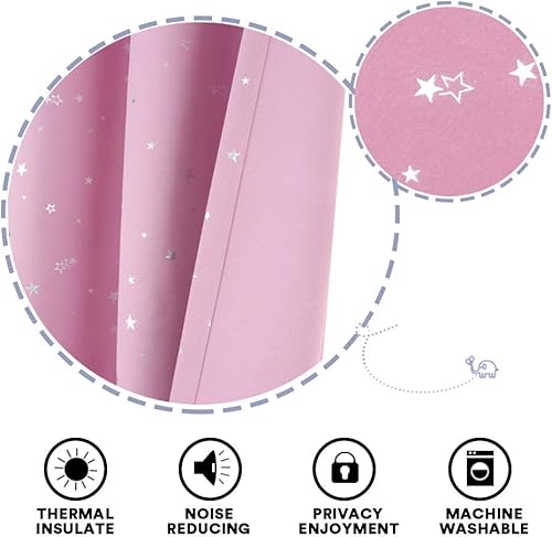Miniatura 7 de Cortinas opacas para dormitorio con aislamiento térmico y estrellas centelleantes plateadas para niñas, tratamiento de ventana con ojales antiguos,