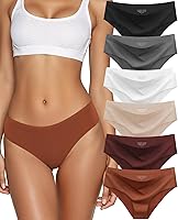 Kiqnsam Seamless No Show Hipster Bikini Panties for Women - Low Rise Cheeky Breathable Invisible Underwear 6 Pack