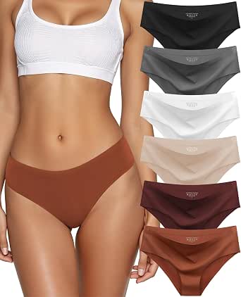 Seamless Underwear for Women No Show Low Rise Bikini Panties 6 Pack