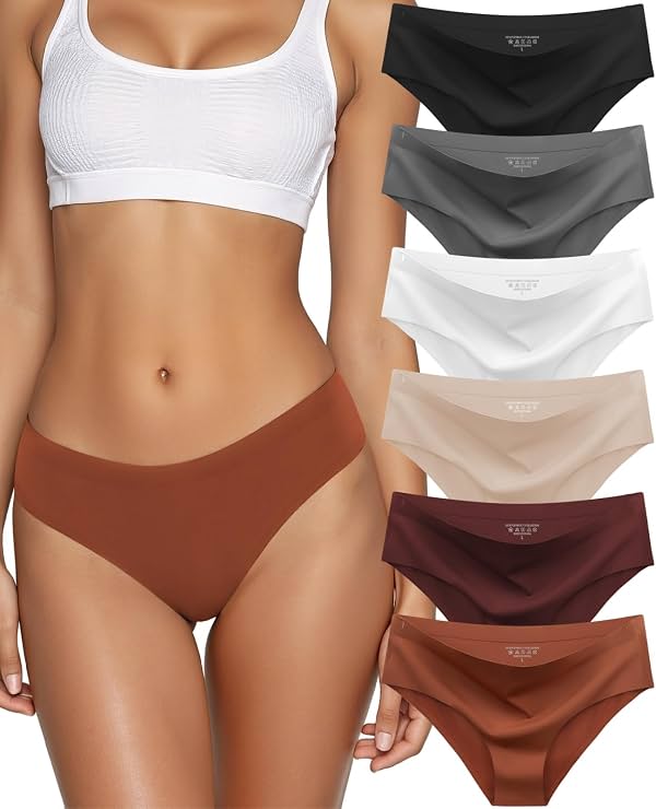 Ropa interior sin costuras para mujer, bikini hipster invisible, cintura baja, culotte transpirable, suave, 6 paquetes