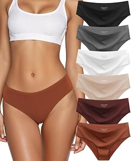 Seamless Underwear for Women No Show Hipster Bikini Panties Low Rise Cheeky Breathable Soft Invisible Briefs 6 Pack - Amazon product rated Grade A