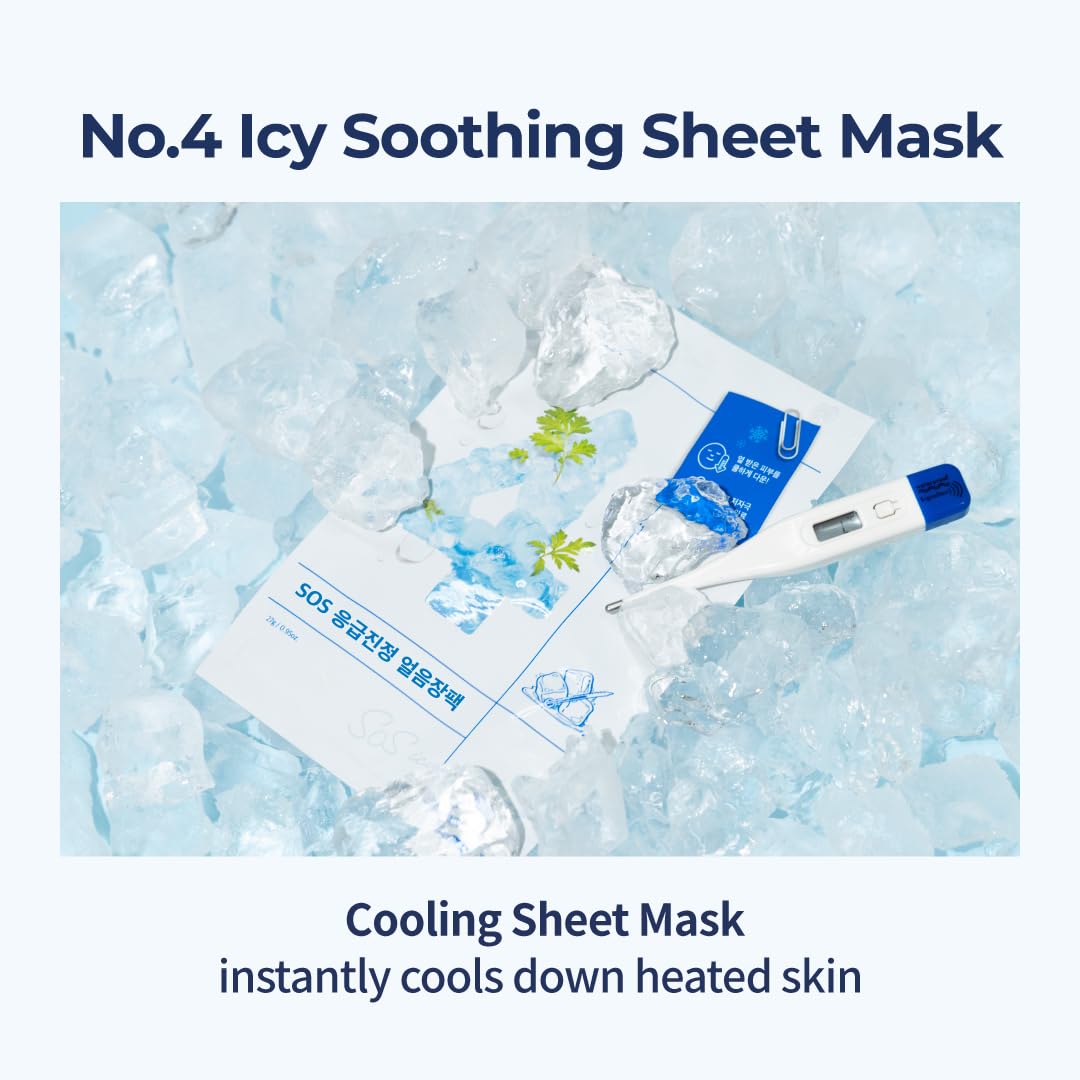 numbuzin No.4 Sheet Mask | Icy Soothing Sheet Mask | Instant Cooling, Hydrating with Tea Tree Extract, Bergamot Leaf Extract | Soothes, Relieves Heated Skin | Korean Skincare | 5 sheets