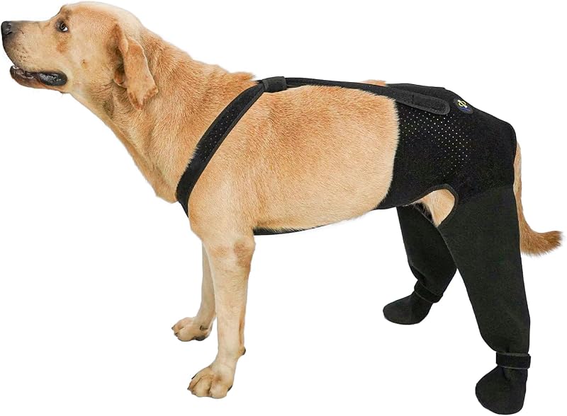 Protetor de Patas para Cães com Manga para Perna Traseira, Impermeável e Antiderrapante Coodeo Preto Tamanho S