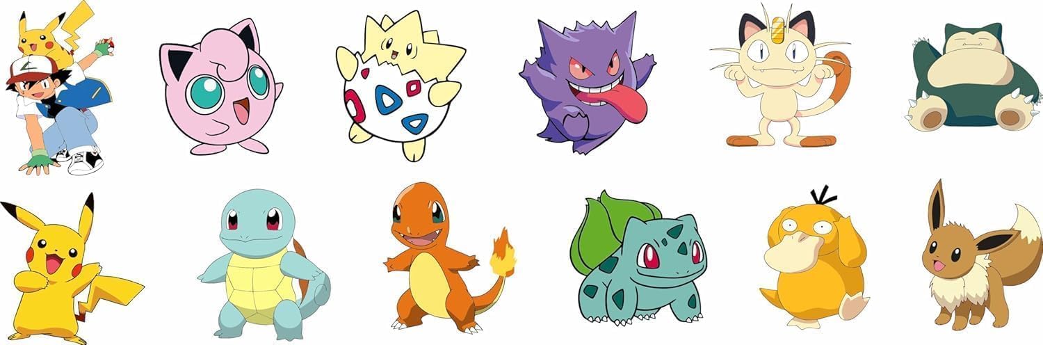 86PCS For Cute P.o.kemon Birthday Party decorations Set Included 12 Bracelets, 12 Acrylic Pins, 12 Keychains, 50 Stickers, for Boys and Girls Cartoon Theme Party - Image 3