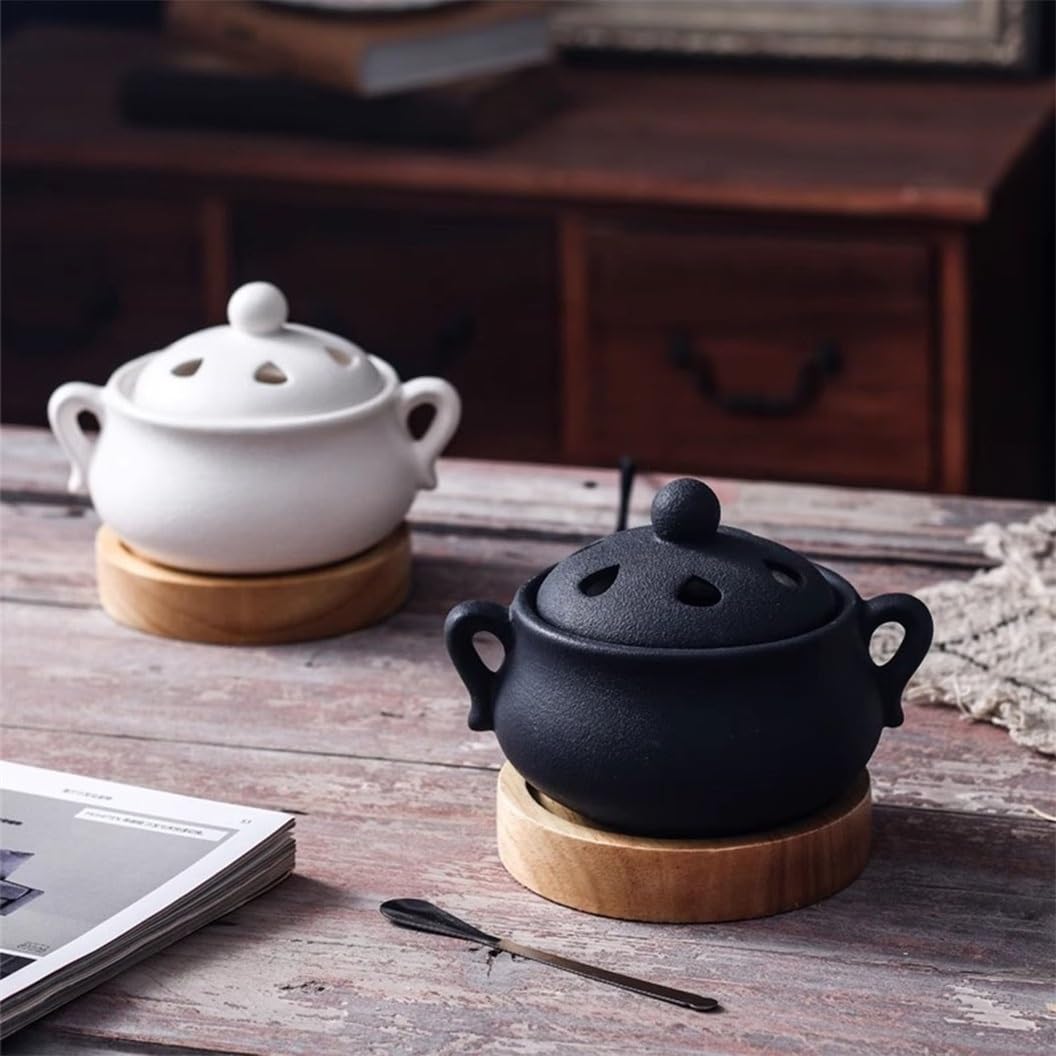 Bruciatore Di Incenso Elettrico In Ceramica Con Timer Regolabile, Turibolo For Incenso Ad Alta Temperatura Da 1300 ℃, Bruciatore Di Aromaterapia Elettrico(Matte black)