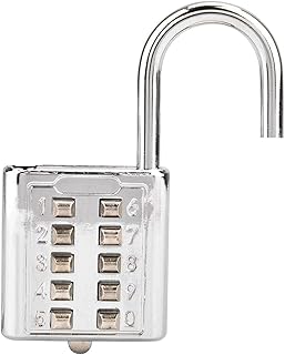 10 Digit Push Button Combination Password Padlock Features Blind Buttons for Enhanced Security Allows for Setting a 10 Digit Password Combination Ideal for Securing Lockers,