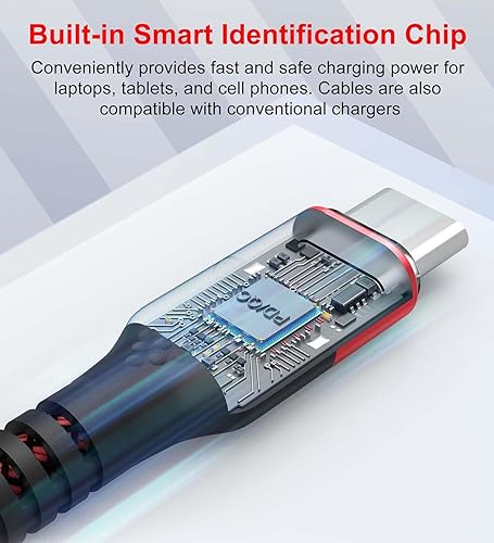 Miniatura 4 de Cable USB C a USB C de 60 W, paquete de 5 cables de carga USB C trenzados de 10 pies, cable de carga rápida tipo C para iPhone 1515 Plus15Pro  15Pro