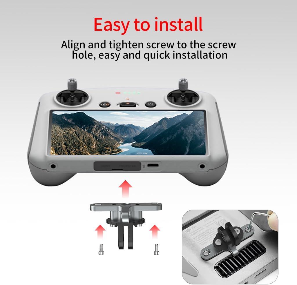 1/4 Hole Drone Remote Control Bracket Bike Handlebar Mount Compatible with RC/RC2, Mini4/3Pro (Bracket+2-Slot)