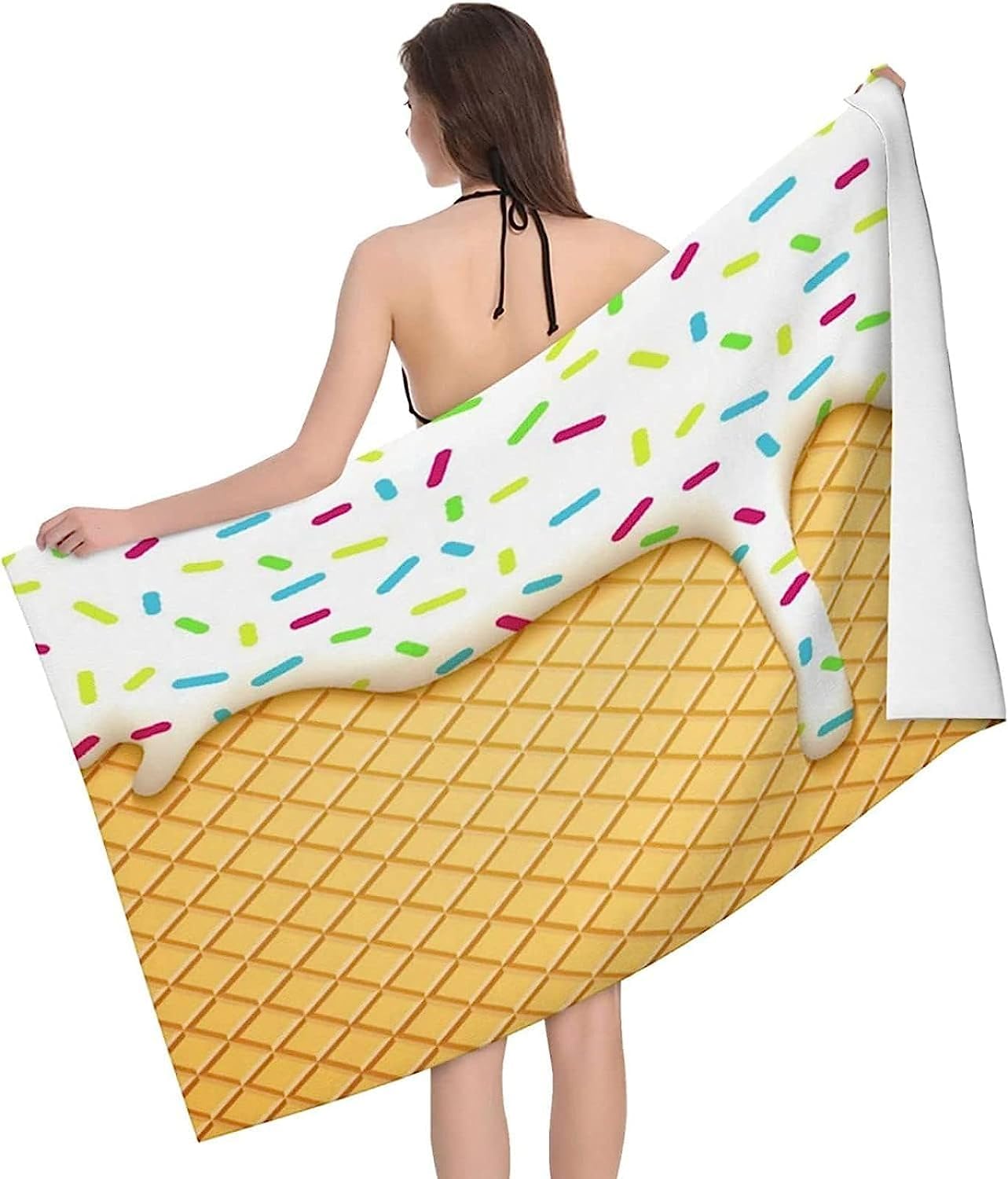 Toallas De Playa, 3D Helado De Dibujos Animados Microfibra Toalla De Baño, Suave Toalla Viaje Y Toalla Piscina Toalla para Niños, para Uso Diario por Adolescentes Niños Y Adultos Regalo 150-7G7G+A5I
