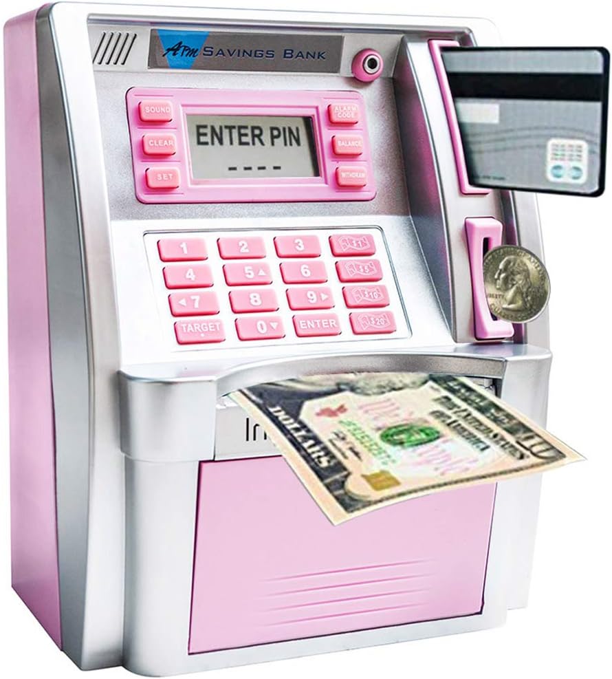 Silver/Pink ATM Piggy Bank