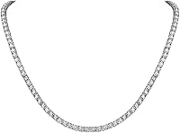 Belacqua 2 Carat Lab Grown Diamond Tennis Necklace Sterling Silver 16.5" 75% Coverage J-K I1-I2 Round 3.7mm Gift Box
