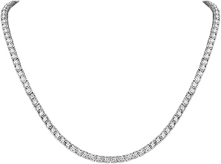 Belacqua 2 Carat Lab Grown Diamond Tennis Necklace Sterling Silver 16.5" 75% Coverage J-K I1-I2 Round 3.7mm Gift Box