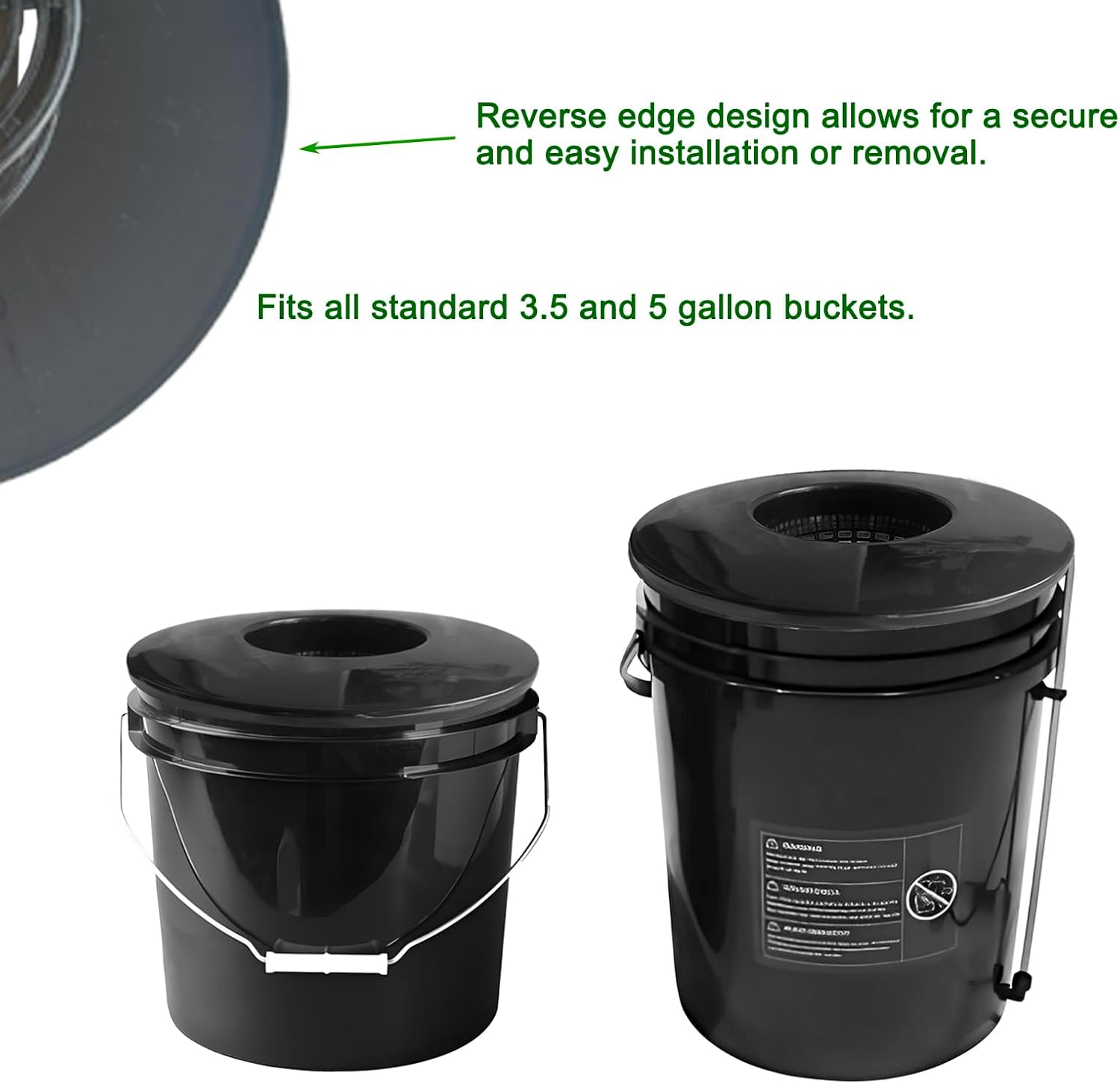 6 in. Wide Lip Bucket Basket (Pack of 5) | 5 Gallon Bucket Lids for DWC, Net Pots for Hydroponics