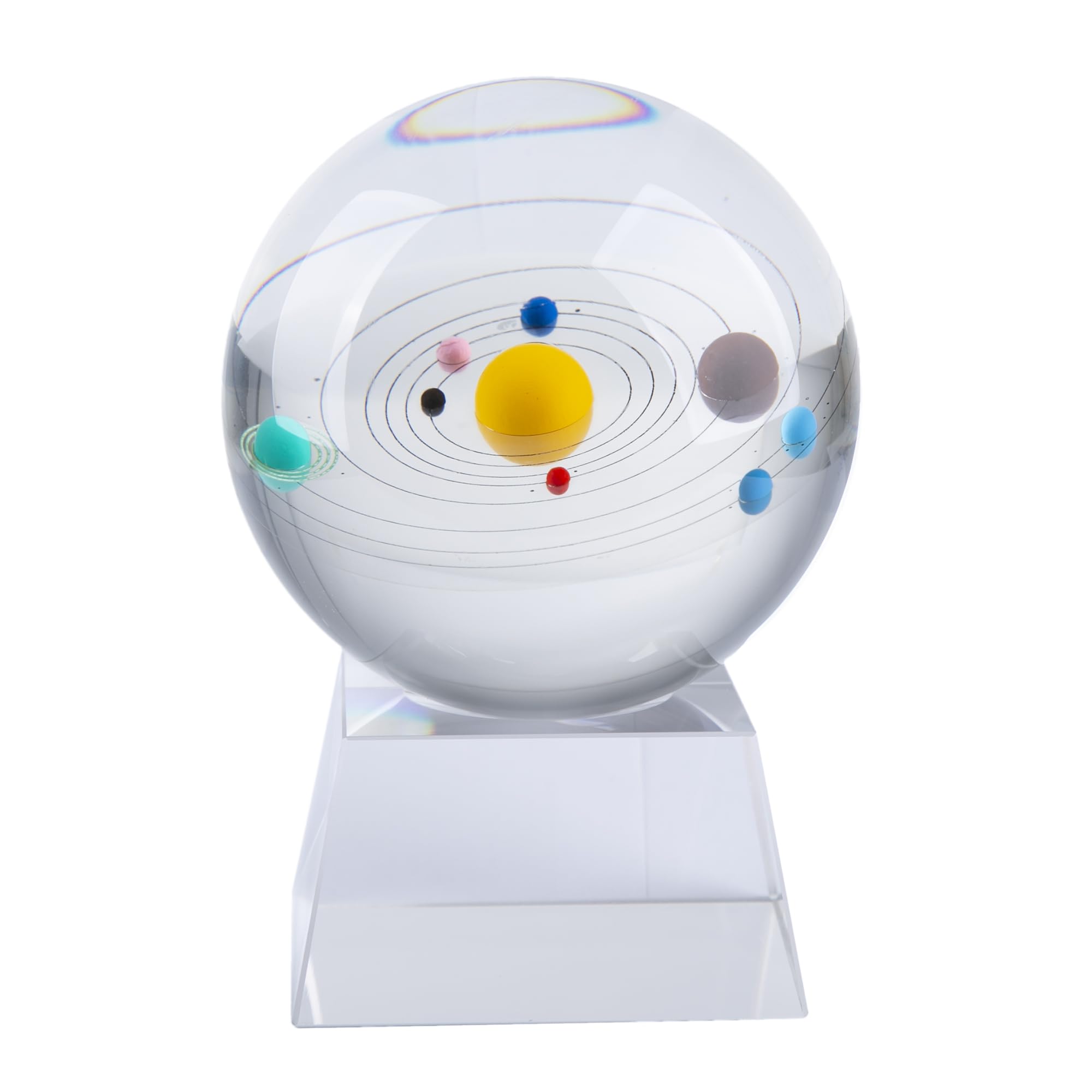 3D Solar System Crystal Ball, Feng Shui Decorative Ball for Home Office Décor, Astronomy Gifts, Birthday Gifts for Her/Girlfriend/Classmate, Diameter 3.15 Inches (Transparent crystal base)
