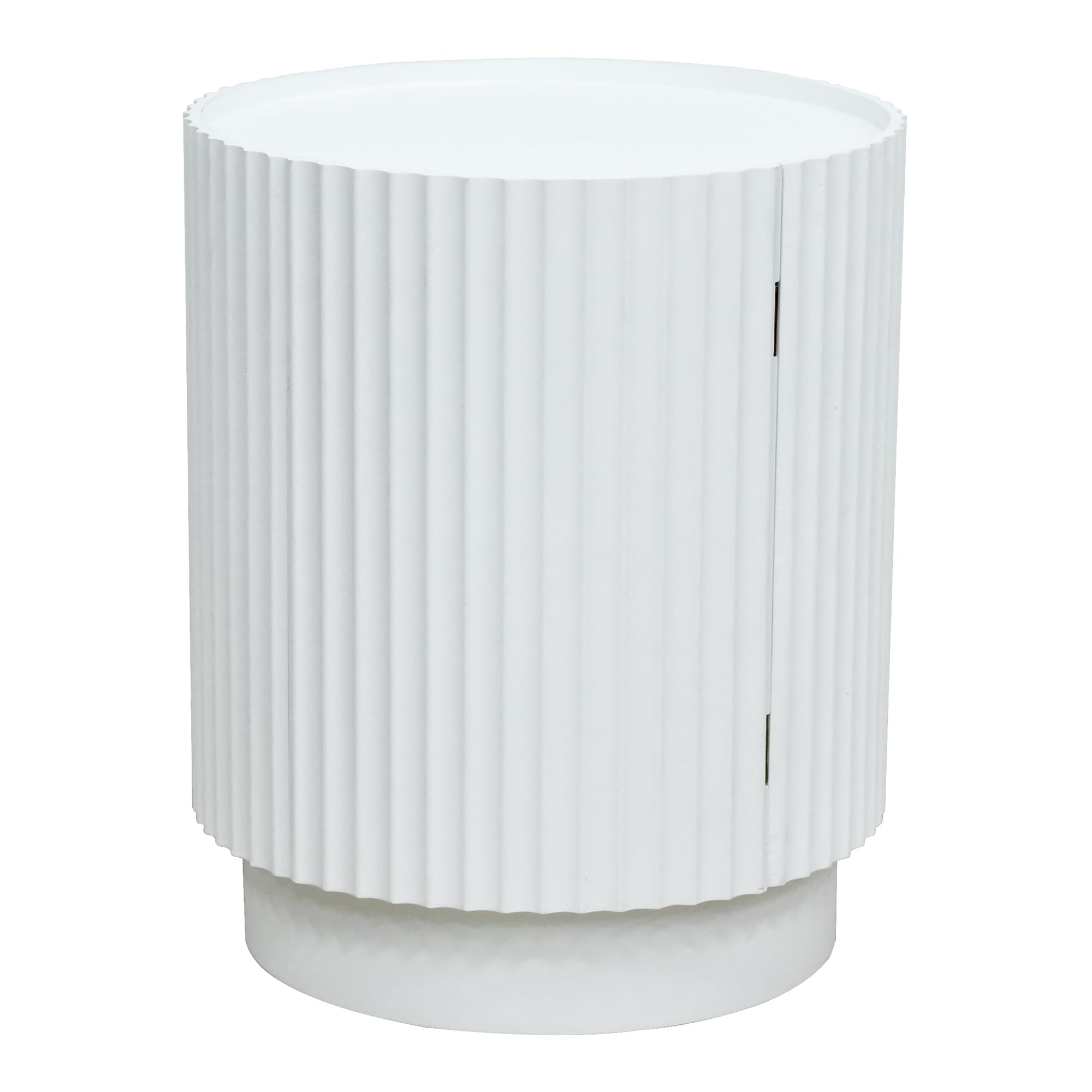 [en.casa] Tavolino Rotondo ad Anta e 2 Scomparti Tavolo Basso da Divano Comodino con Ripiano Interno per Salotto Soggiorno Camera da Letto Ingresso 49 x Ø40 cm - Bianco