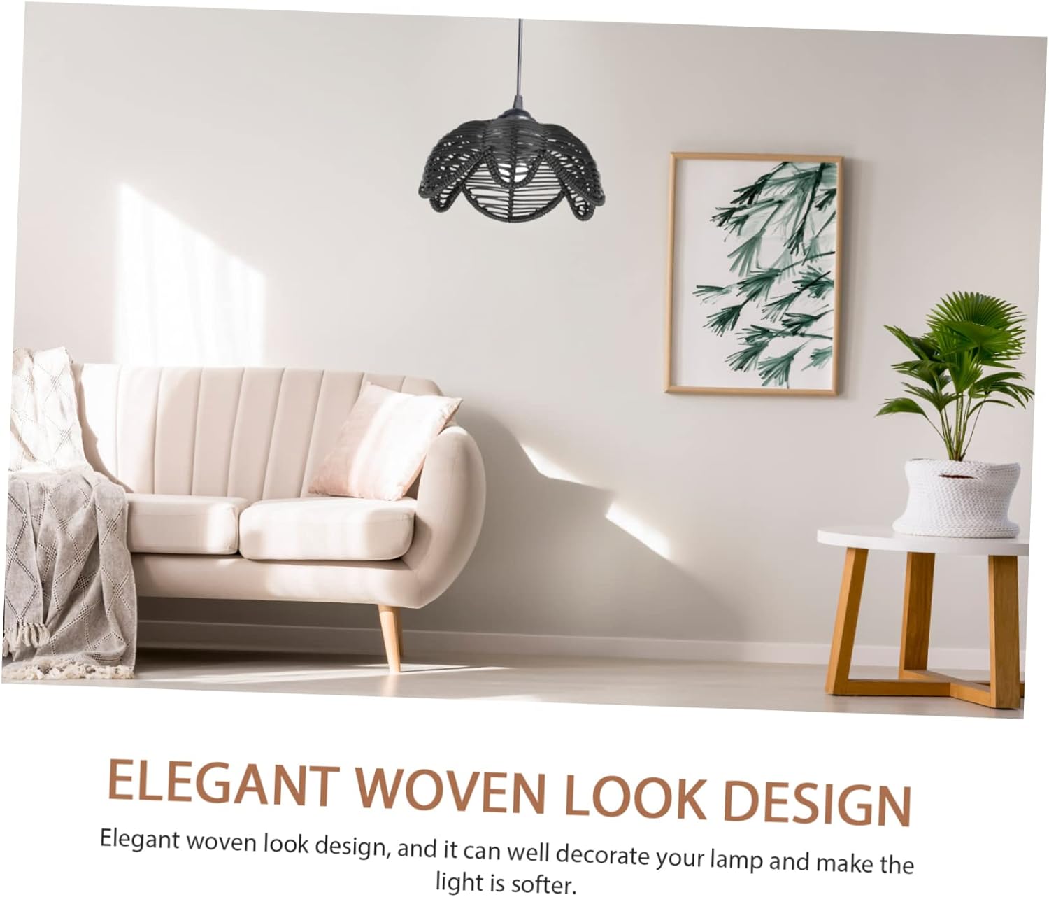 2pcs Vintage Rattan Lampshade for Pendant Lights Retro Ceiling Light Cover Woven Design Easy Installation for Dining Room Living Room and Bar Decor