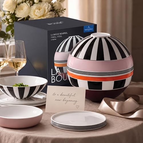 Villeroy & Boch - La Boule Set de Dîner 7 Pièces Multicolore, Garanti Lave-Vaisselle, Compatible Micro-Ondes, Service Vaisselle Boule, Set de Table Design, Decoration, Porcelaine Haut de Gamme - 8