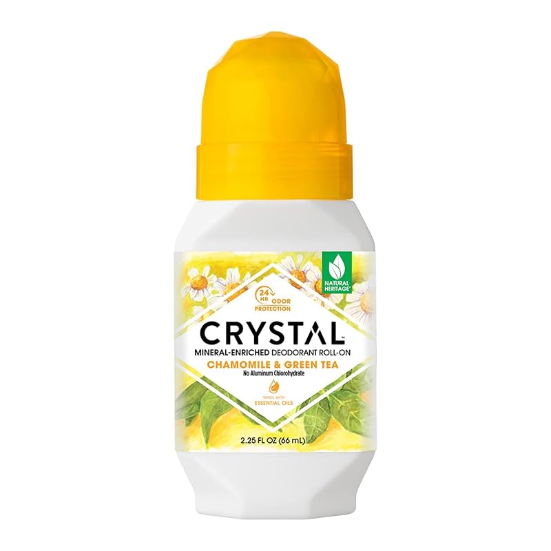 Crystal Essence Desodorante mineral em roll-on com camomila e chá verde, 66 mL