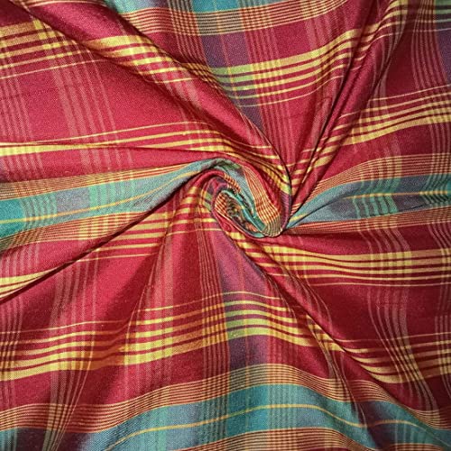 Tissu soie Dupion rouge jaune bleu 137,2 cm pour structurer une veste sur mesure sans déformer