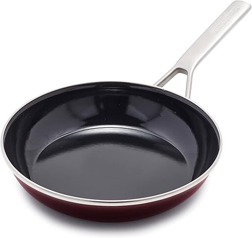 Merten & Storck Utensilios de cocina esmaltados con núcleo de acero hecho a mano europea, sartén de 9.5 pulgadas, sin inducción, PFAS y PTFE, apto