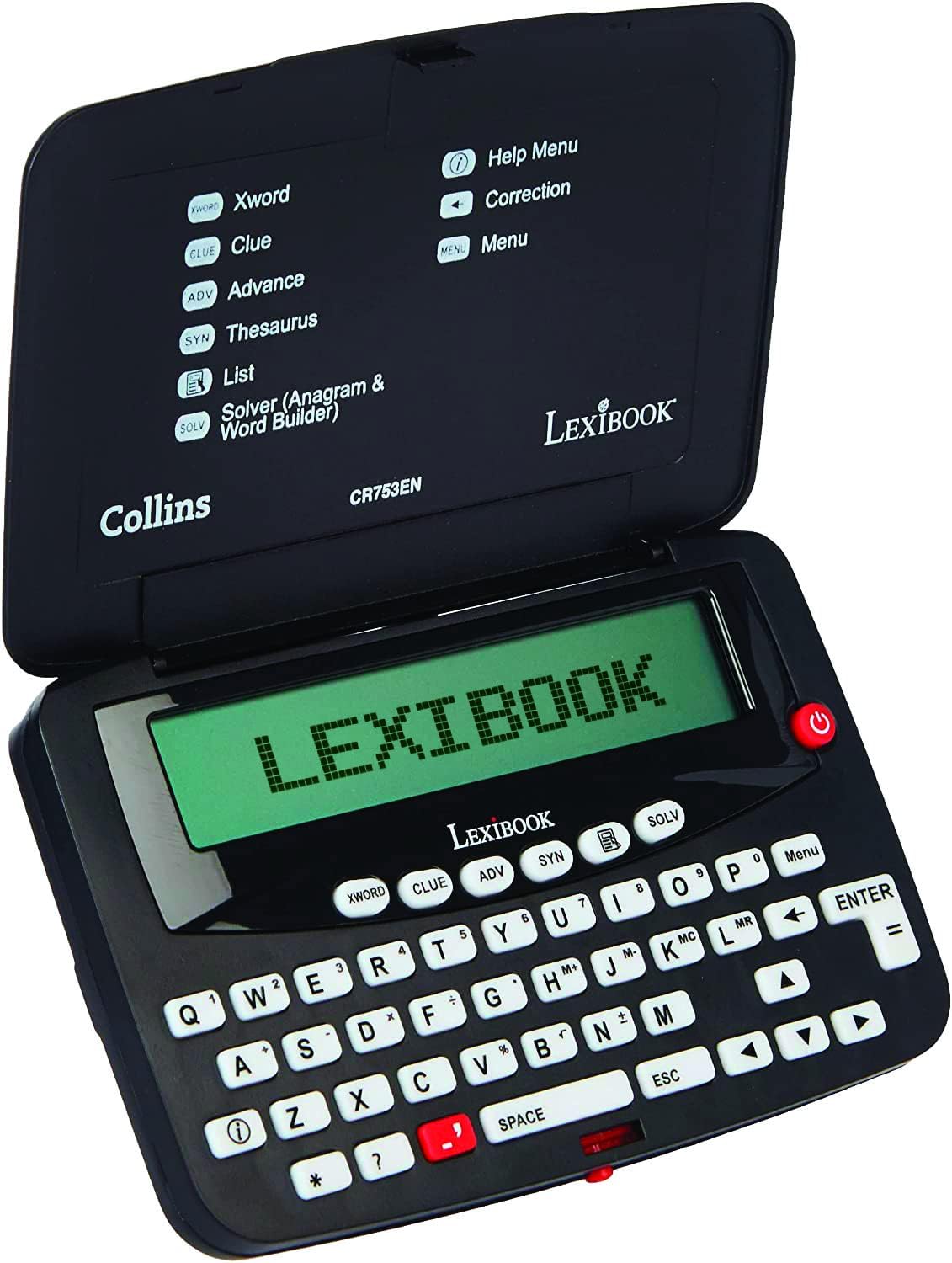 LEXIBOOK CR753EN Collins Crossword, Bradford, Phonetic spell-correction, Anagram solver, words games, Electronic, with battery, black/white