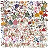 AOMZKOL 150 Pcs Floral Scrapbook Stickers, Natural Flower Themed Self-Adhesive Journal Supplies for Adults, Card Making & DIY Letters (1.5-3 Inches)