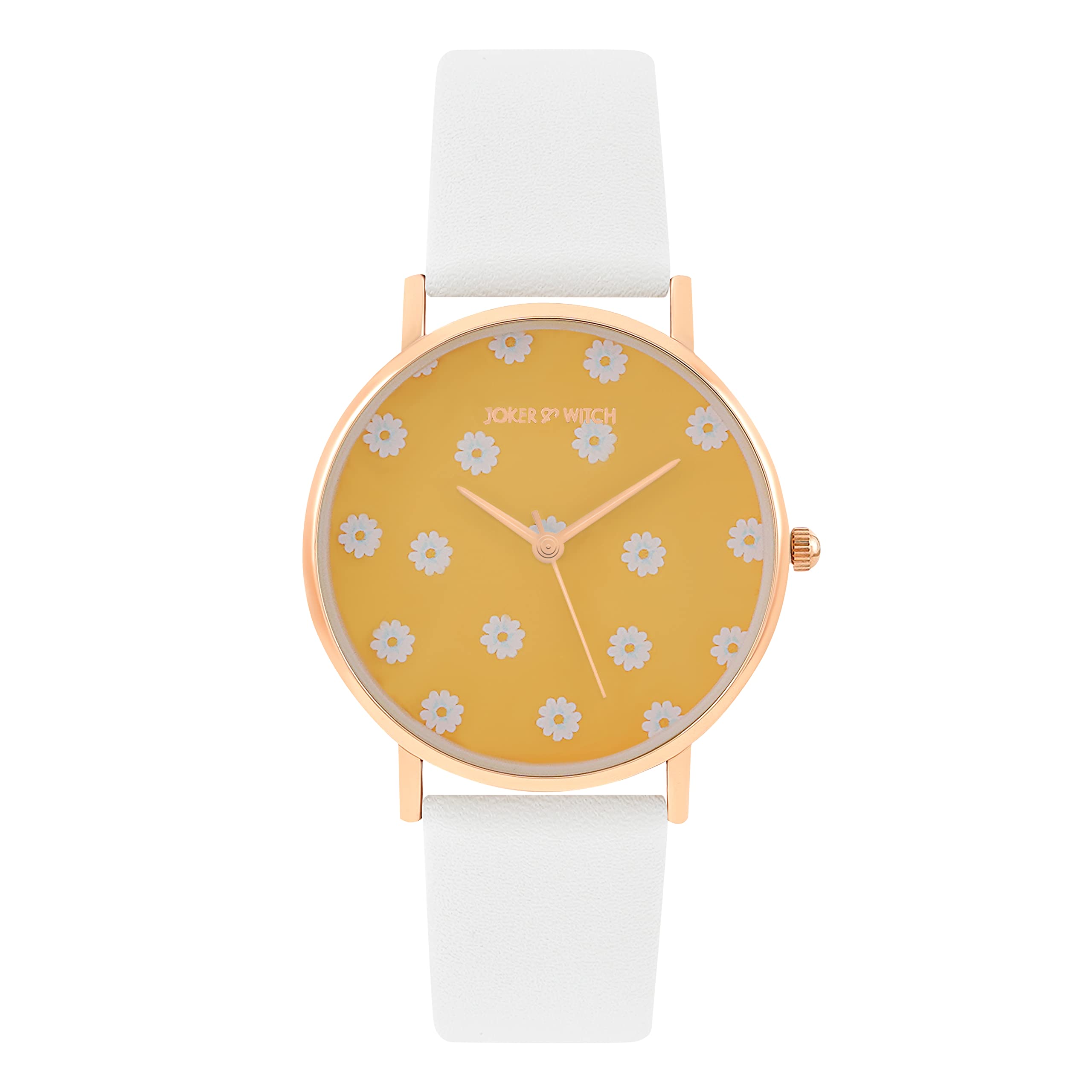 Joker & Witch Summer Yellow Dial White Faux Leather Analogue Watch for Women (B0BJ77W2VW) Amazon Price History, Amazon Price Tracker
