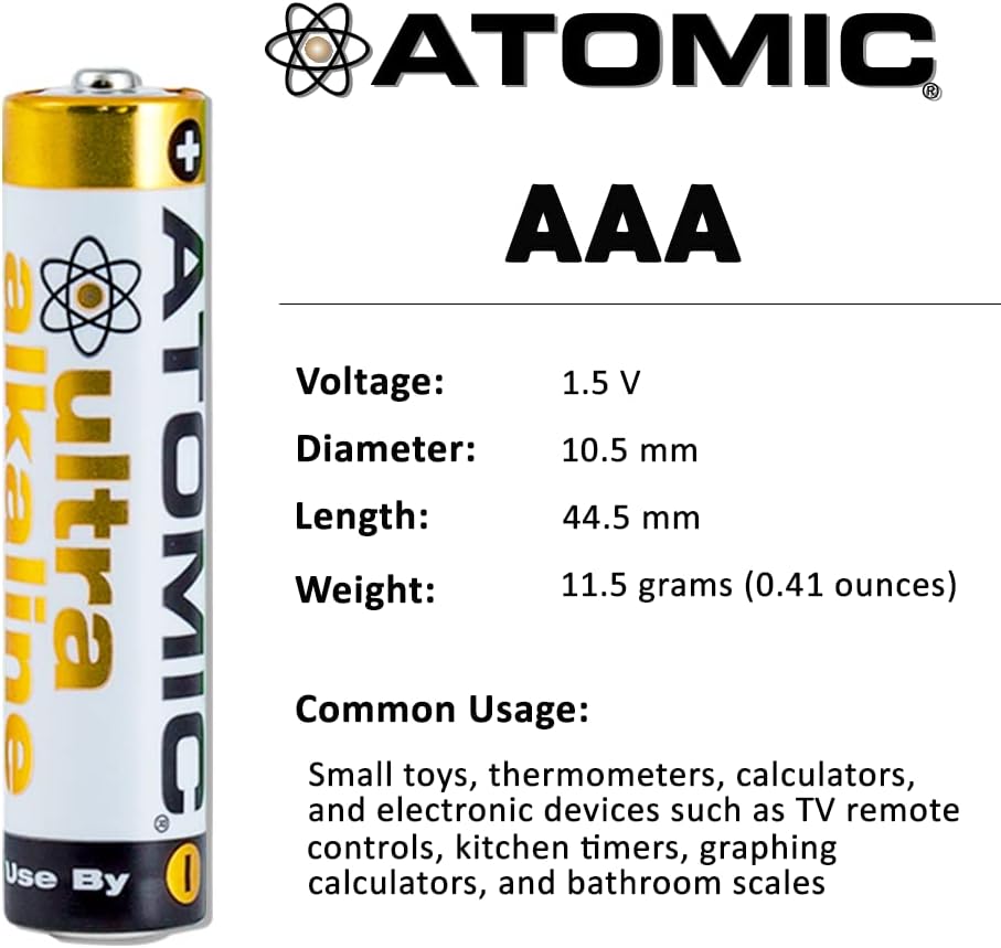 ATOMIC AAA Battery 1.5V Ultra Alkaline LR03 AM4 (96 Batteries)