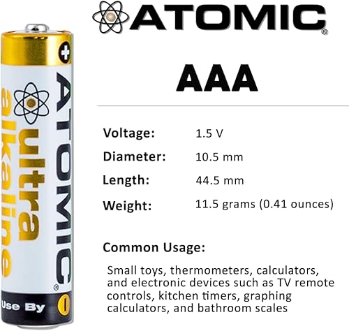 Miniatura 23 de ATOMIC AAAA 1.5V LR61 E96 MN2500 AM6 Batería ultra alcalina (paquete de 8)