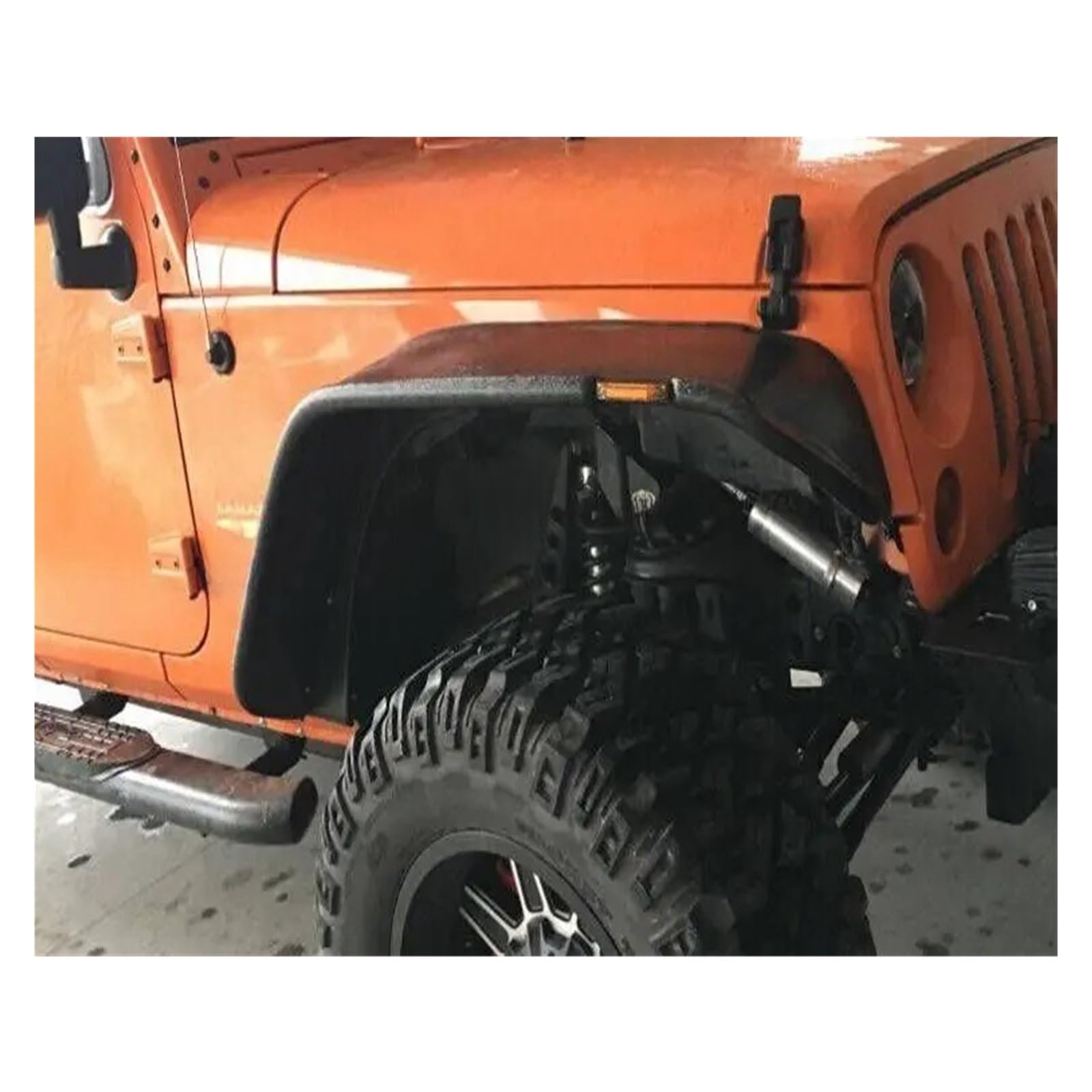 Kit élargisseurs d'ailes ABS J094, 4 élargisseurs avant et arrière, Compatible pour Jeep W/Rangler J/K, sourcils de roue d'avion avec éclairage LED ambre