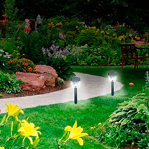 Kit 12 - Luminária Espeto Solar Poste Balizador de Jardim Decoração LED Branco 6000K