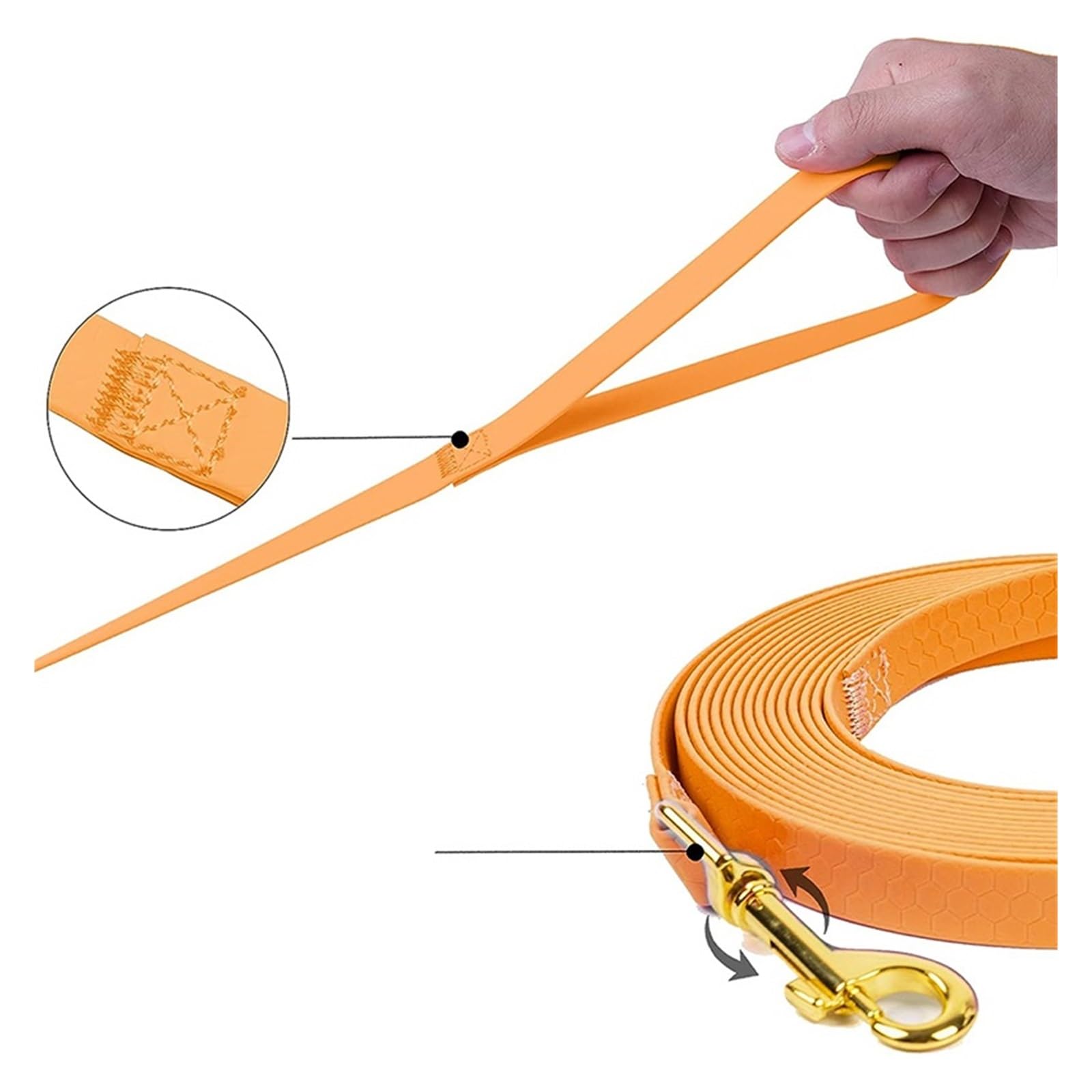 Correa for Perros Correas largas Paseo de 3/6/9/12/15 Metros for Grandes, medianos y pequeños(Vibrant Orange,15meter)