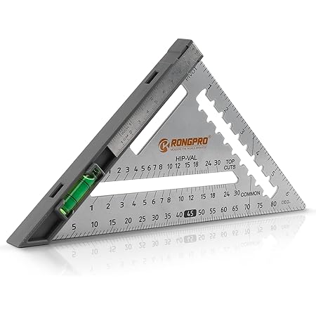 RONGPRO Multifunctional Rafter Square, 7 Inch Triangle Carpenter Square Metal Alloy, Rafter Square Layout Tool - Metal