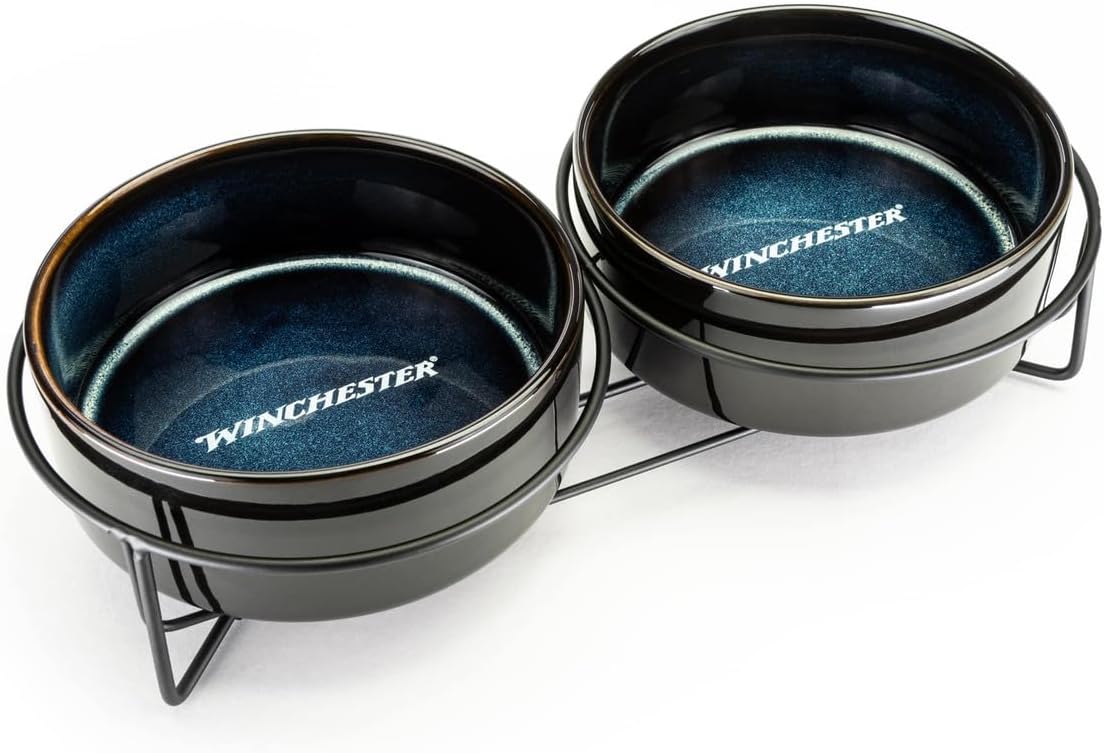 Winchester Pet Non-Slip Ceramic 2 Bowl Set, Large