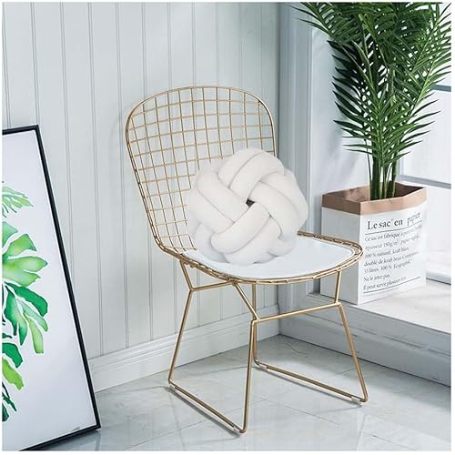 Miniatura 2 de Cyprinus Carpio Elastic Vevet - Almohada de 2 hebras hecha a mano con nudo, cojín de suelo, decoración de bola para el hogar, 10.6 pulgadas (blanco)