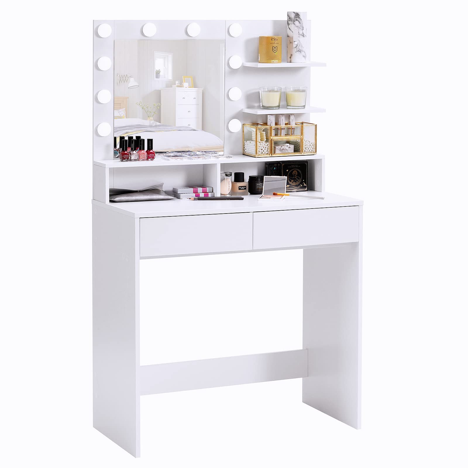 Buy Reettic Vanity Table with Lighted Mirror and Shelf, Makeup Vanity