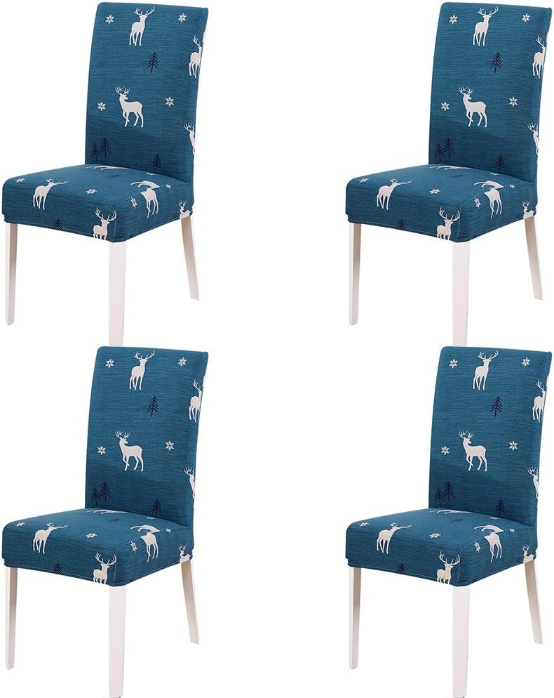 nordmiex Spendex Dining Chair Slipcovers - 4 Pieces Removable Dining Chair Covers Wrinkle and Stain Resistant Chair Protector Fitted Stretch Cushion Covers for Dining Room