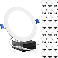 Sunco 24 Pack 6 Inch Canless LED Recessed Lights, Slim Wafer Thin 6000K Daylight 850LM Dimmable IC Rated w/ Junction Box